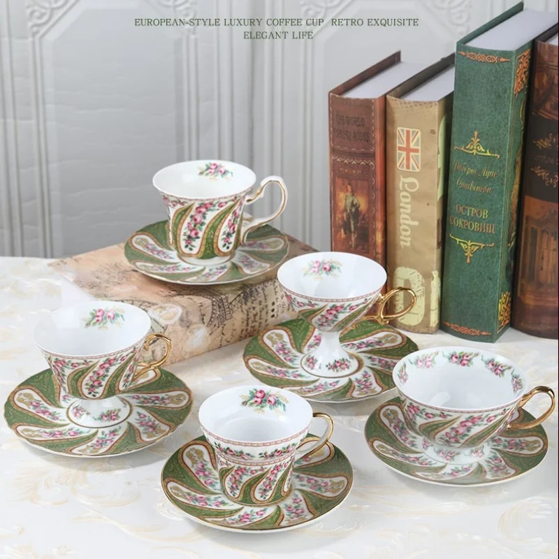 Court Style Latte Coffee Cup Set Cappuccino Saucer Set Tea Cup Teacup Home Kitchenware