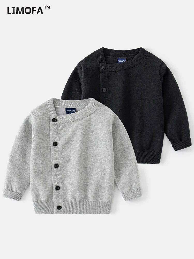 Autumn Children Baby Knitwear For Boys Girls Kids Solid Color Knitted Sweaters Cardigans Outwear Clothes D174