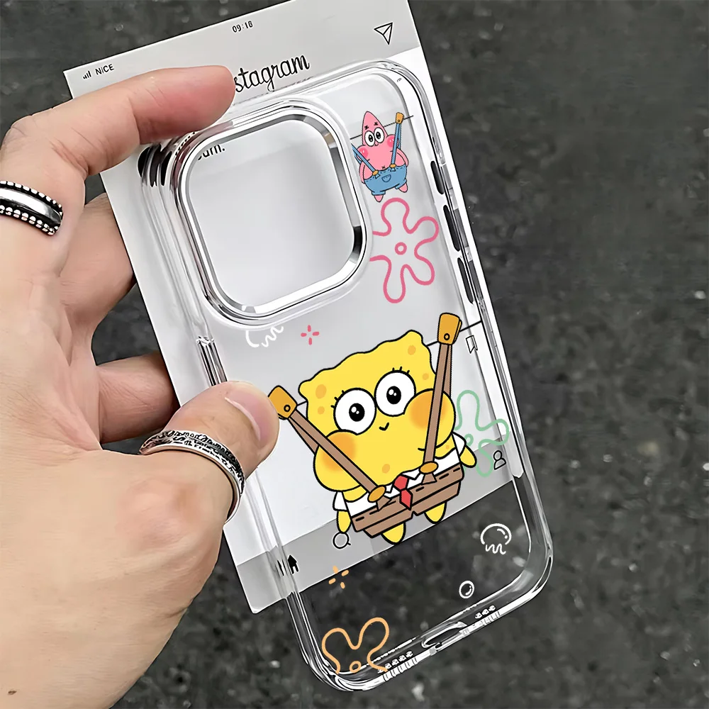 Fun S-SpongeBobs Pinch Butt Phone Case For iPhone 17 16e 16 15 14 13 12 11 mini Pro Max X XR XSMAX 8 7 Air Plus Clear Soft Cover