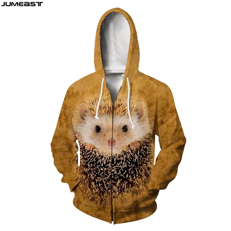 

Jumeast Y2k Men Women 3D Printed Hip Hop Lovely Animal Hedgehog Long Sleeve Jacket Sport Pullover Spring Zipper Hoodies