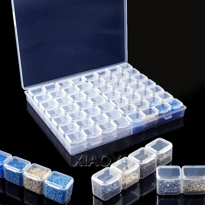 Transparent Plastic Storage Box diamond painting accessories 28/56 Slot Diamond Painting Accessories Tool Nail Rhinestone Bead Storage jewelry organizer