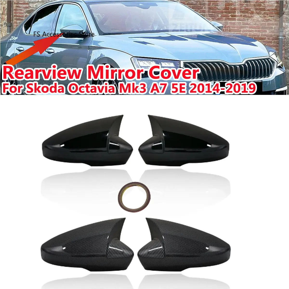

Pair Side Wing Mirror Caps Cover For Skoda Octavia Mk3 A7 5E 2014 2015 2016 2017 2018 2019 Rearview Mirror Covers