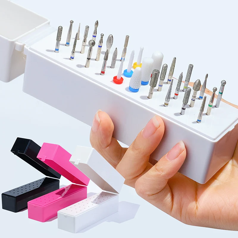 Description Picture 2 of itemMisscheering 30 Holes Manicure Storage Box Nail Polish Head Display Rack Drill Storage and Finishing Box Color Box Packing