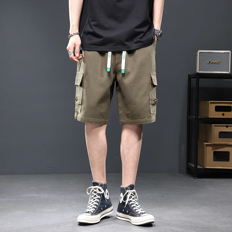Shorts for men's summer slim American trendy high street oversized loose wide leg sports casual cropped pants shorts for men