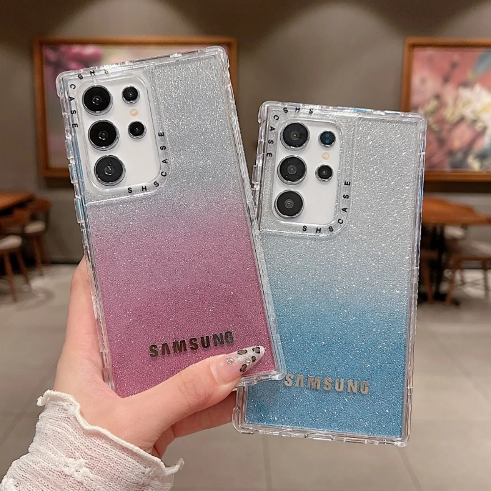3 in 1 Clear Gradient Glitter Case with Full Logo Protection