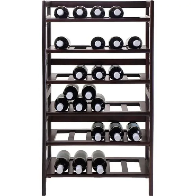 Wood Silvi 30-Bottle Wine Display Rack