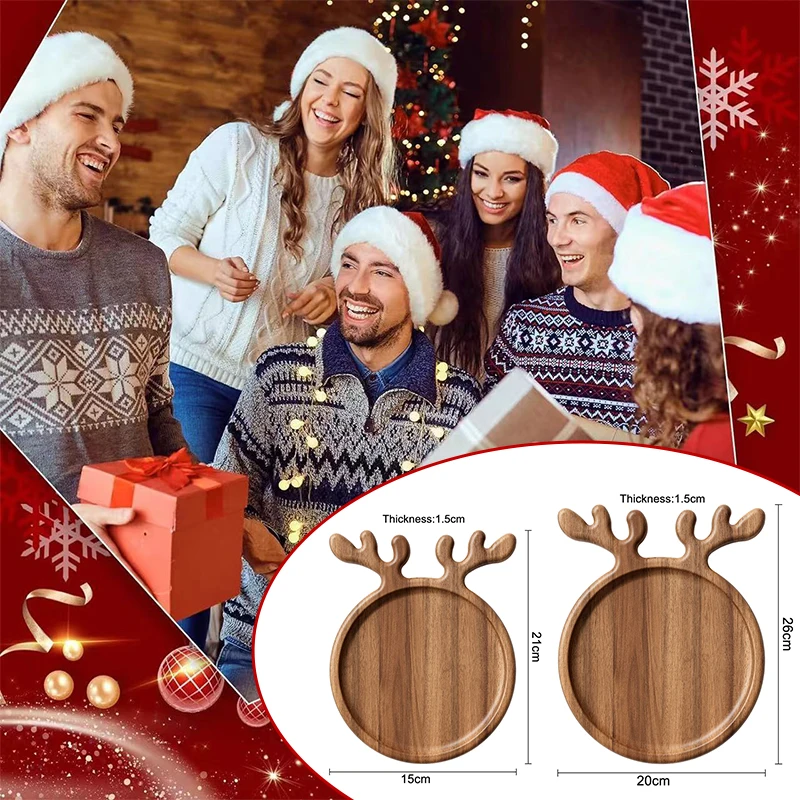 Appetizer Platter Decorative Christmas Tray Dessert/Snacks/Fruit/Cookies Wood Serving Platter Charcuterie Board Kitchen Supplies