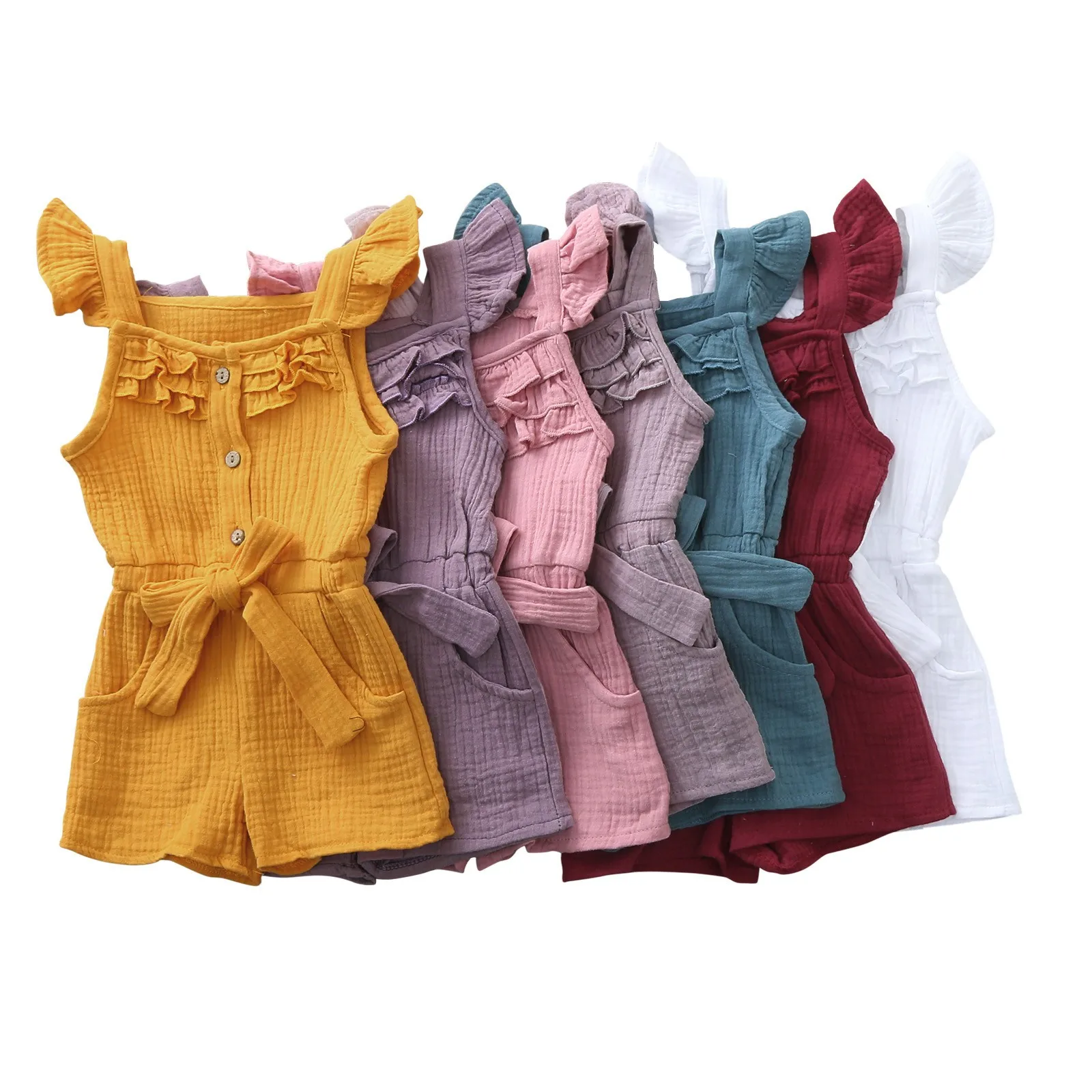 

Infant Toddler Baby Kids Girl Boy Ruffle Bow Romper Jumpsuit Playsuit Outfits
