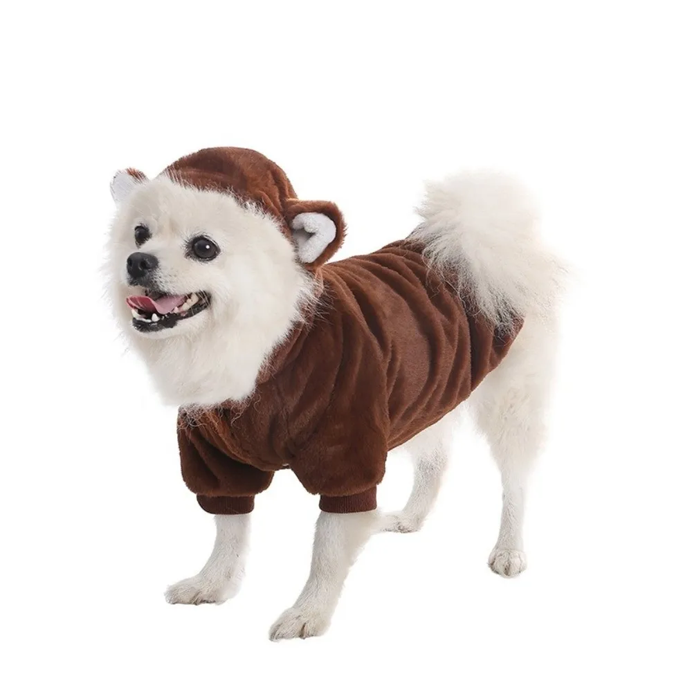 Fashion Thick Pet Dog Hoodie Warm Rainbow Puppy Pullover Soft Fleece Dog Sweatshirt Outdoor