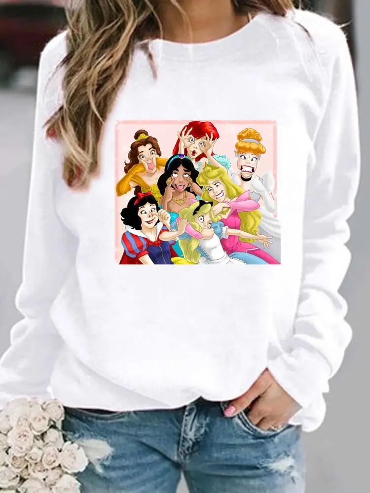 

Pullovers Holiday Cartoon Princess Spring Autumn Print Casual Funny Watercolor Style Women Fashion Female Graphic Sweatshirt