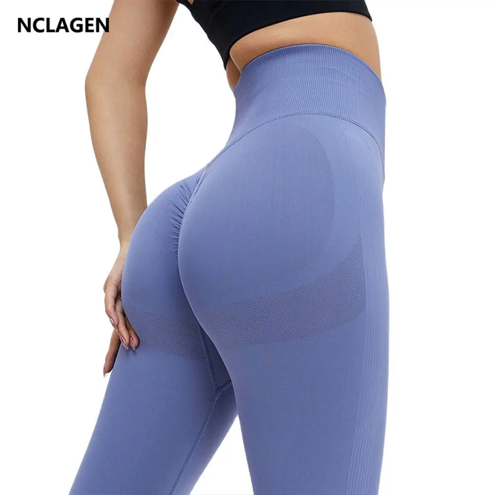 

NCLAGEN Seamless Yoga Pants High Waist Hip Lifting Naked Feel Leggings Sport Women Fitness Squat Proof GYM Booty Scrunch Tights