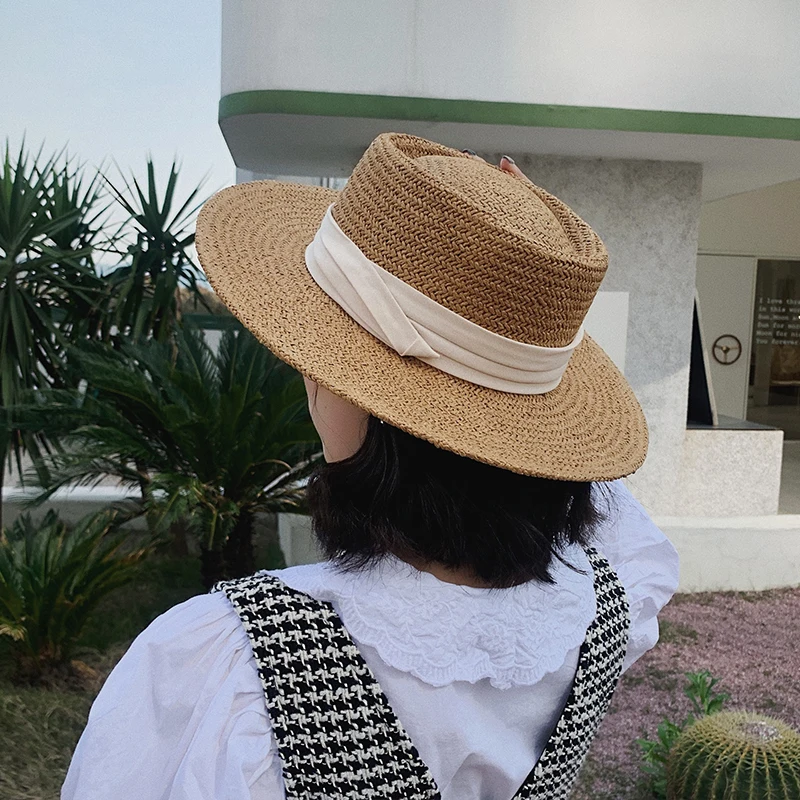 Outdoor Hiking Hat Summer Panama Straw Hats for Women Men Wide Brim Fedora Jazz UV Protection