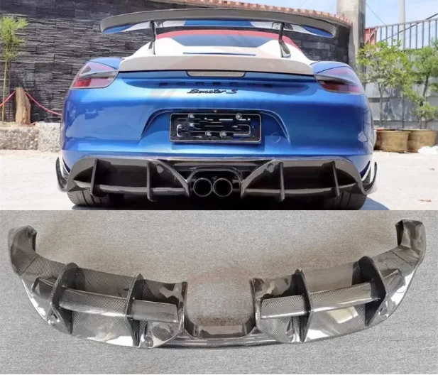 

For Porsche 981 Cayman Boxster 2012 2013 2014 2015 Real Carbon Fiber Rear Bumper Trunk Diffuser Spoiler Cover