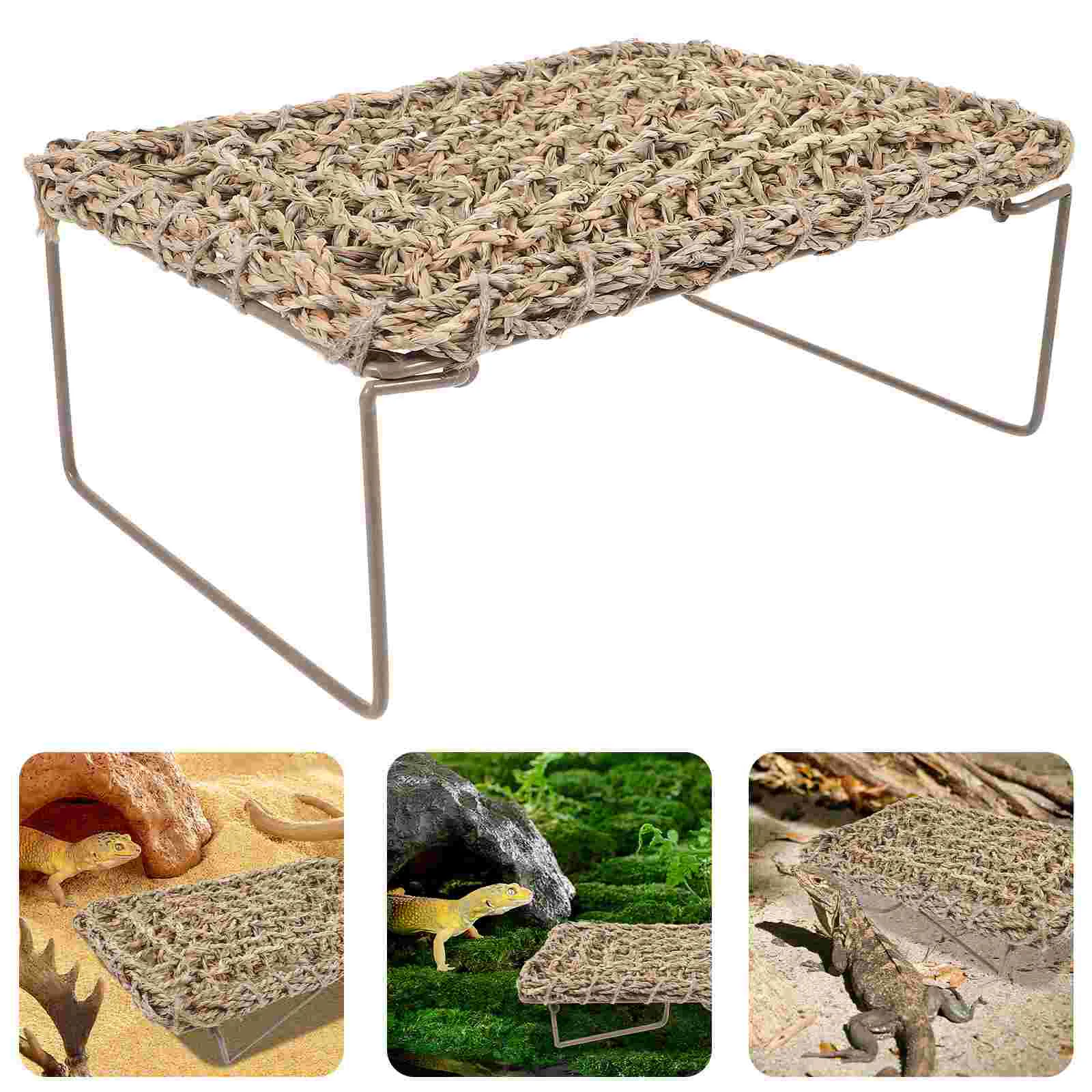

Crawling Pet Woven Bed Toys Lizards Lounger BedPlaything Hamster Rest For Climbing Straw Bearded Dragon Accessories Resting Mat