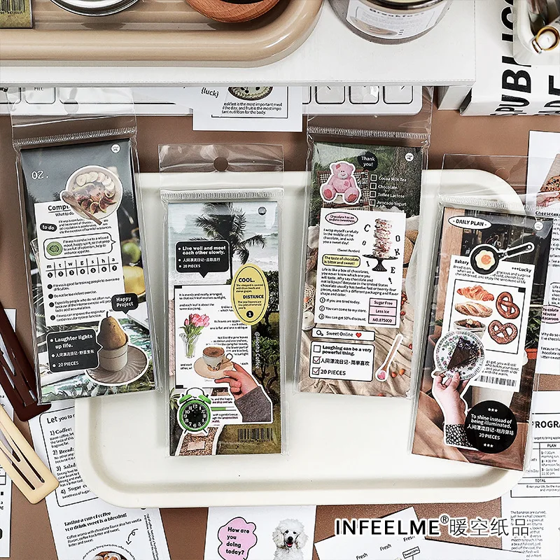 

20pcs/pack Ins style Aesthetic sticker book Decor Junk Journal DIY Scrapbooking Adhesive Craft Stickers Korean Stationery