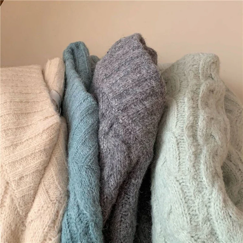 Oversized Sweater Women Fashion Preppy Pink V Neck Knitted Pullovers Harajuku Korean Long Sleeve Knitwear Winter Jumpers