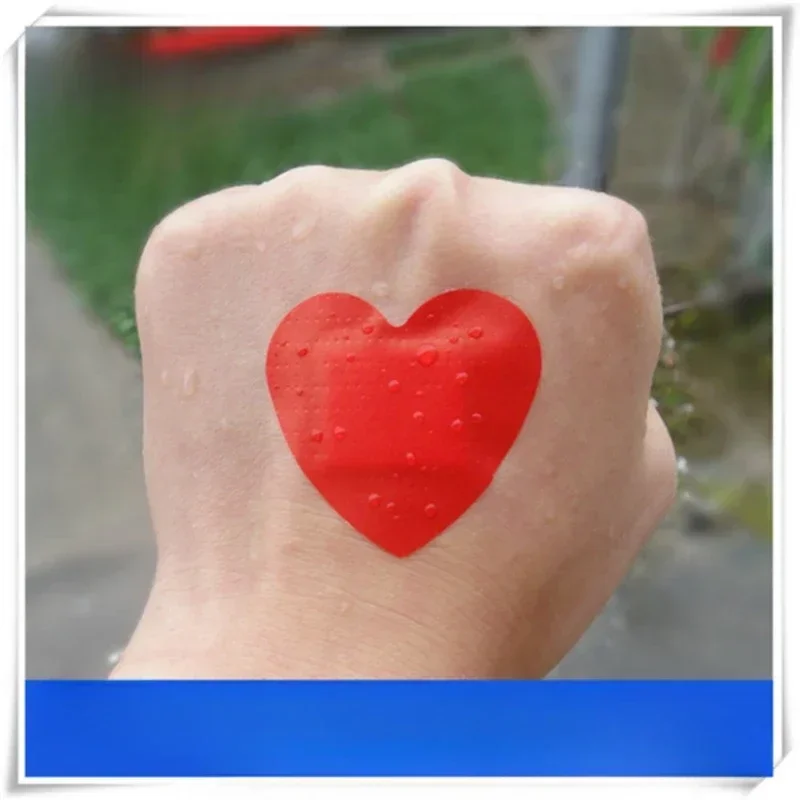 10pcs Children Baby Cute Creative Heart Lips Shaped Red Silver Band Aid Skin Patch for Wound Plaster Flash Laser Bandages Strips