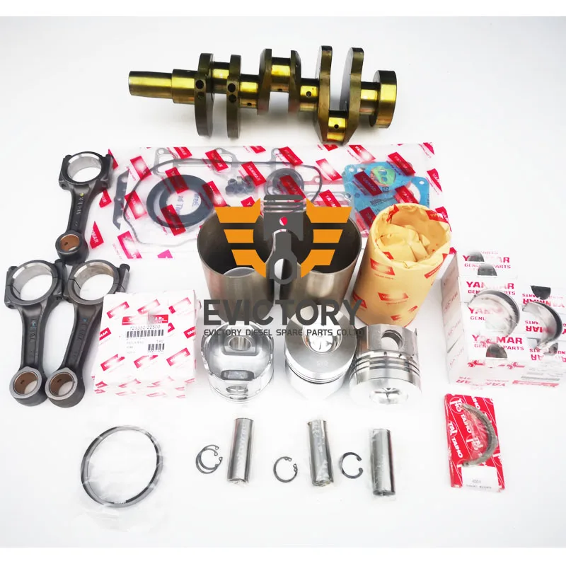 

for YANMAR 3D88E 3TNV88 3TNE88 crankshaft Connecting Rod 3pcs Piston Ring Bearings Cylinder Liner Head Gasket Complete