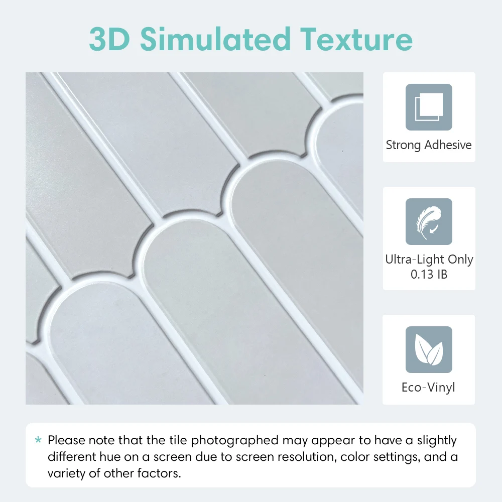 3D Faux Matte Wall Panels 10pcs Tile Stickers Waterproof Backsplash Kitchen Peel and Stick Room Decoration