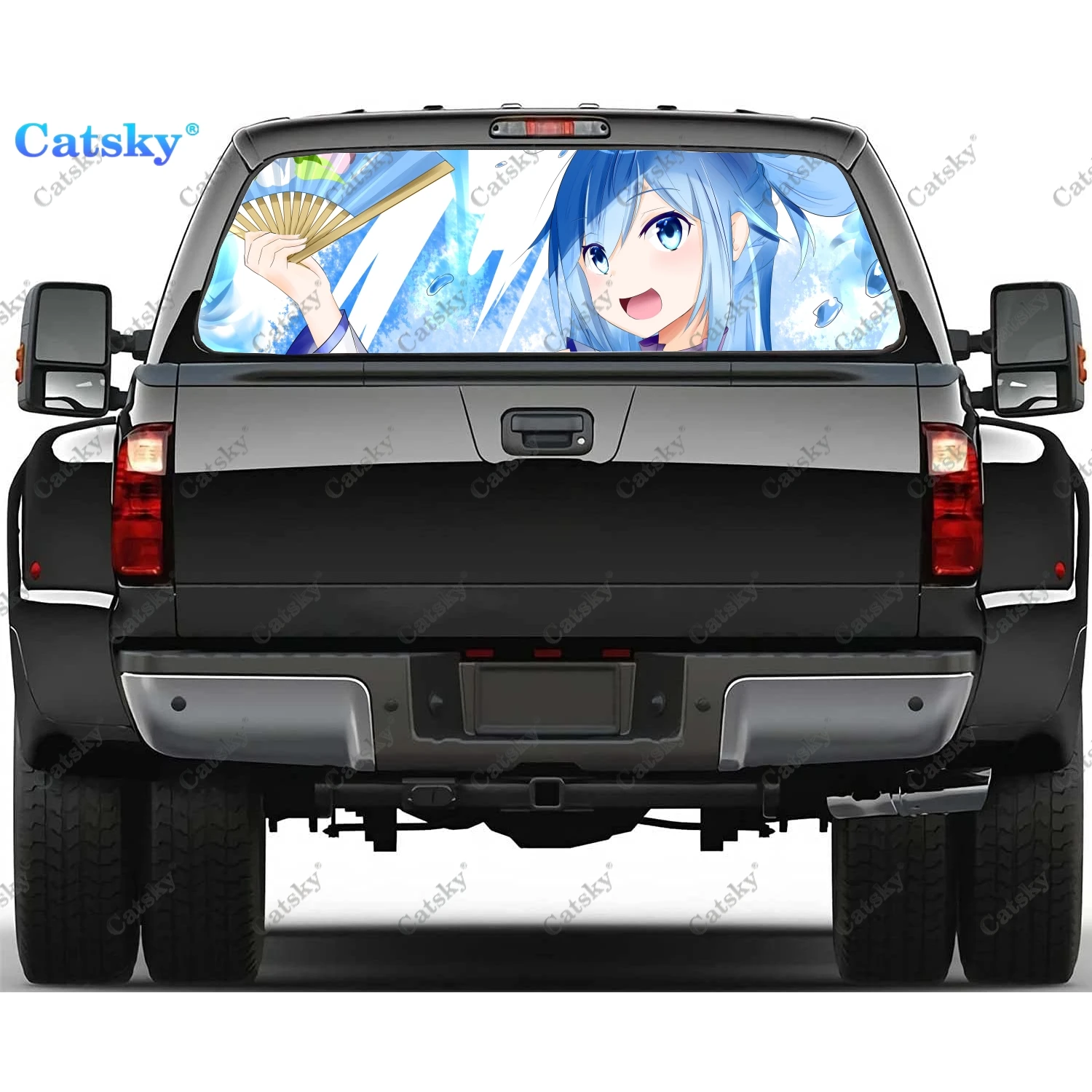

Aqua (KonoSuba) Rear Window Decals for Truck,Pickup Window Decal,Rear Window Tint Graphic Perforated Vinyl Truck Sticker