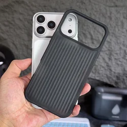 Frosted Magnetic Wireless Charging Phone Case with Stripe Corrugated Pattern - iPhone 12 Pro Max (Black)