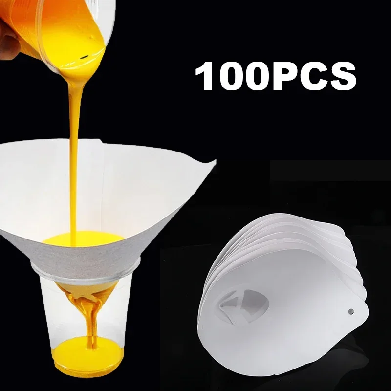 10-100PCS Car Filter Disposable Cone Filter Funnel Micron Paint Paper Spray Paint Mesh Paper Funnel