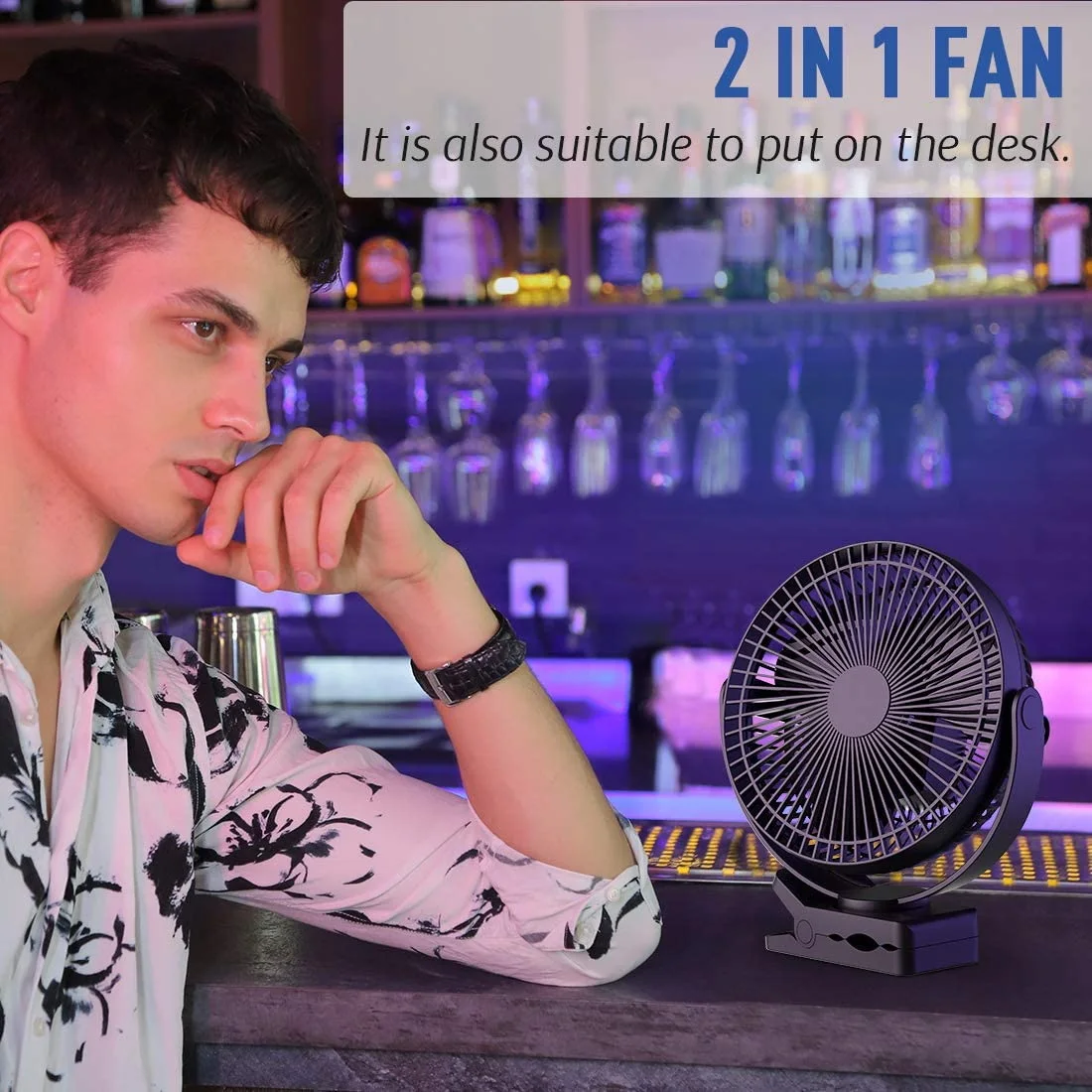 OPOLAR Portable Fan 10000MAh Rechargeable USB Desk Fan Small Mini Quiet Desktop Fan for Office Home Bedroom,Strong Airflow,Black