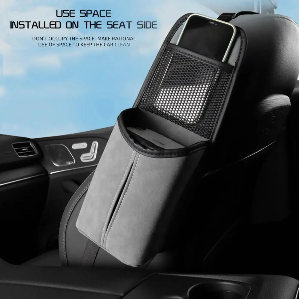

Car Seat Side Organizer with Mesh Pocket Large Capacity Adjustable Strap Auto Seat Storage Hanging Bag Vehicle Supplies