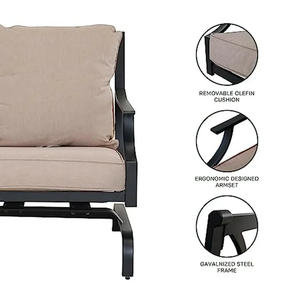 Outdoor Rocking Chair Set with Thick Cushions 2-Pieces Garden Porch Poolside Upgraded Comfort and Sturdy Steel Construction 5