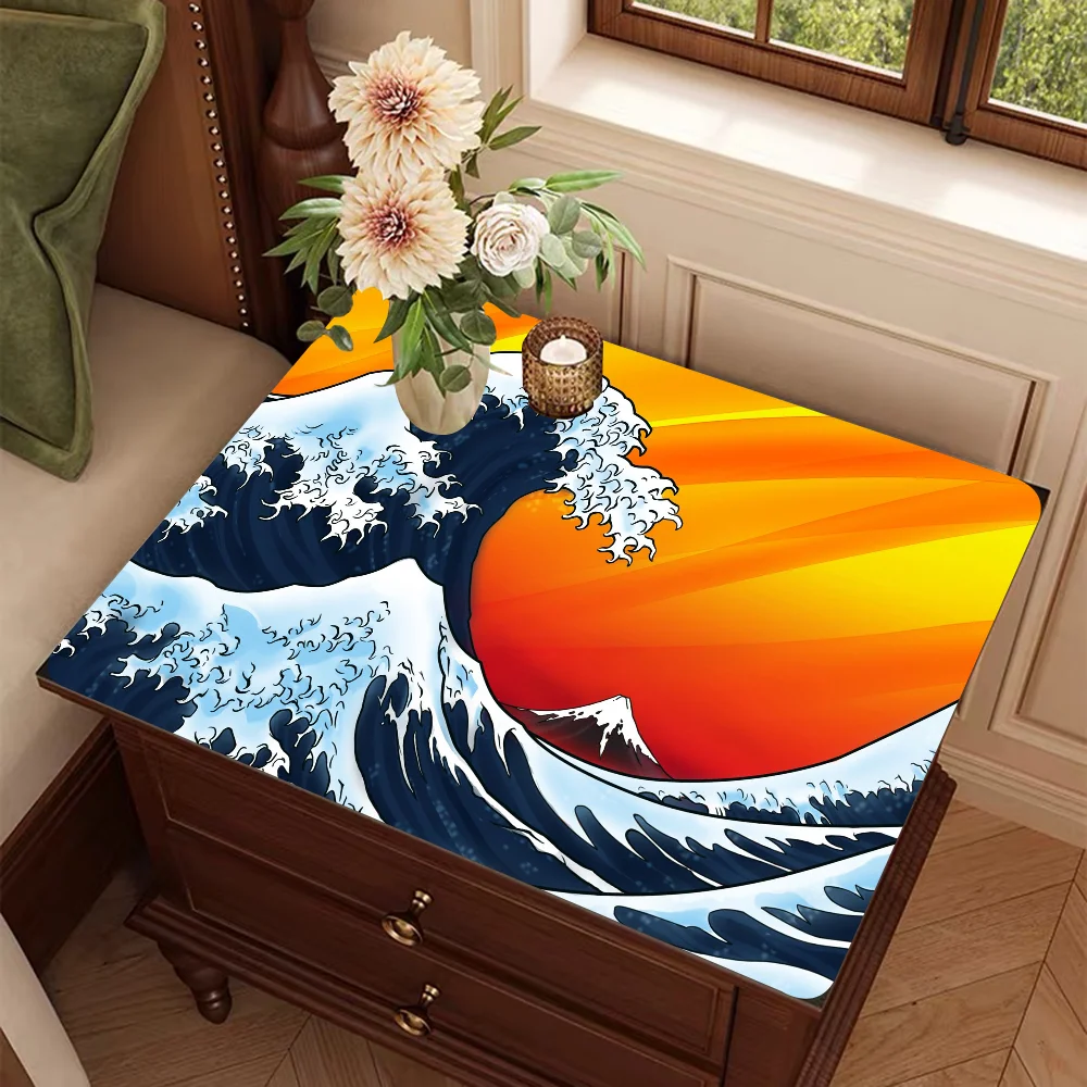 Japanese Wave Art Kitchen Dish Mat Absorbent Dining Table Mats Retro Non-slip Placemat Coffee Dish Tableware Mat for Home Decor 4