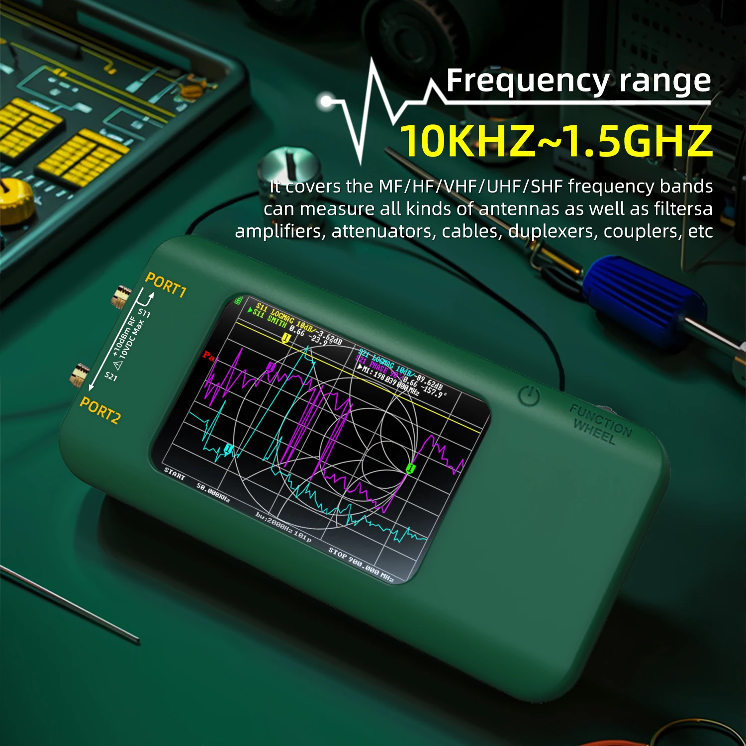 BSIDE P5 Portable Vector Network Analyzer 3.98-inch Touch Screen 10KHz-1.5GHz MF HF VHF UHF SHF Antenna Analyzer