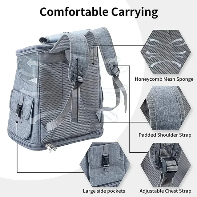 Pet Bags Breathable and Cool Cat Travel Backpack with Two Side Pockets Dog Carrier Large Suitable for Hiking Traveling Camping 6