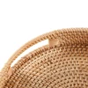 Round Rattan Serving Tray Decorative Woven Ottoman Trays With Handles For Coffee Table Natural 3