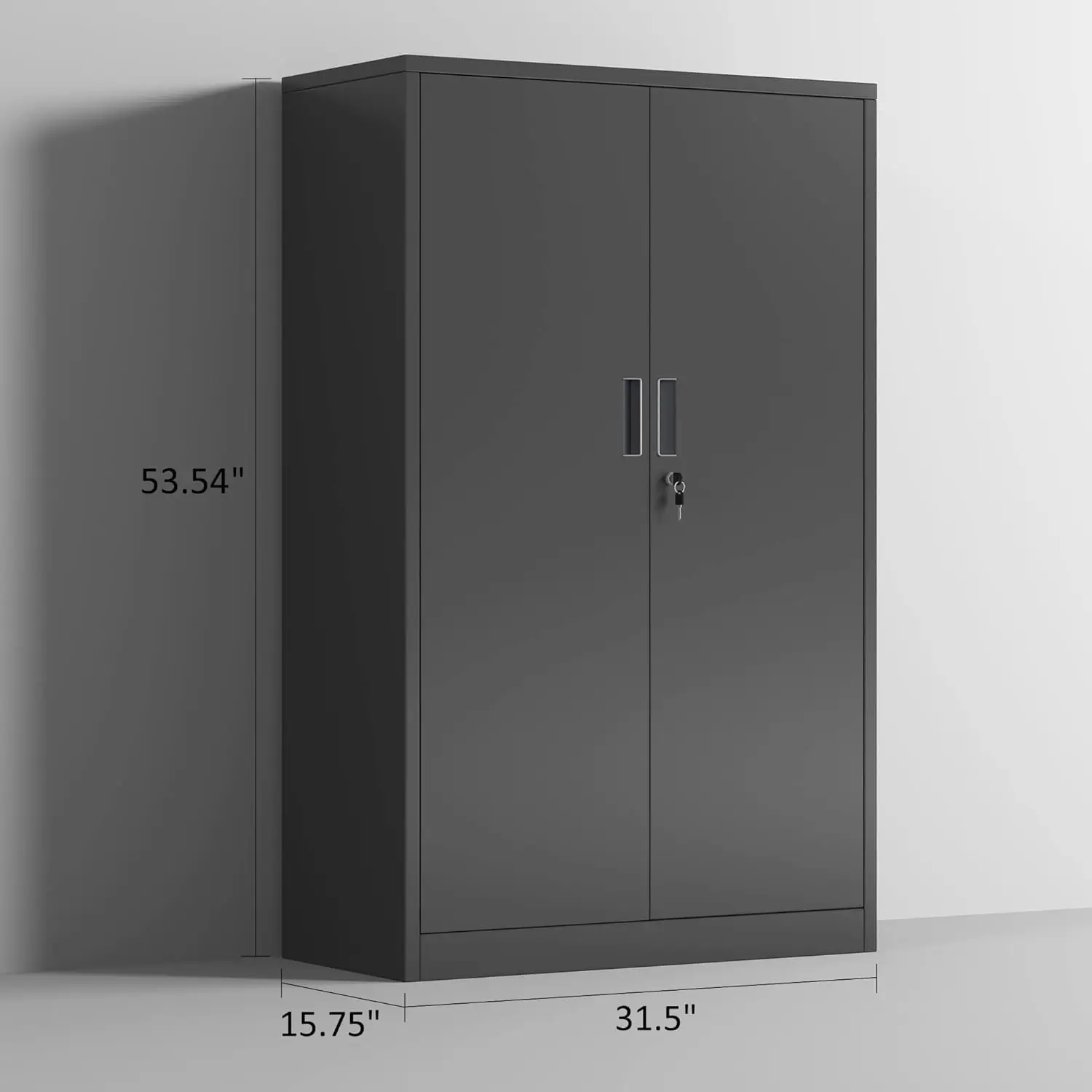 Tool cabinet Metal Storage Cabinet with Locking Doors and 3 Adjustable Shelves 53.5-Inch Lockable Storage Cabinets Black 3