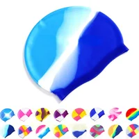New Color Block Silicone Adult Waterproof Swimming Cap Dry Hair Swim Cap for Men Women Protect Ear Swim Hat Swimming Accessories 1