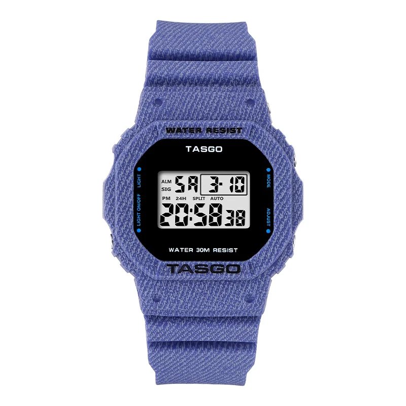 TASGO T110 Sports Men's Quartz Digital Watch Full Function LED Auto Hand Lifting Lamp Square 43MM Waterproof 5600 Oak Series