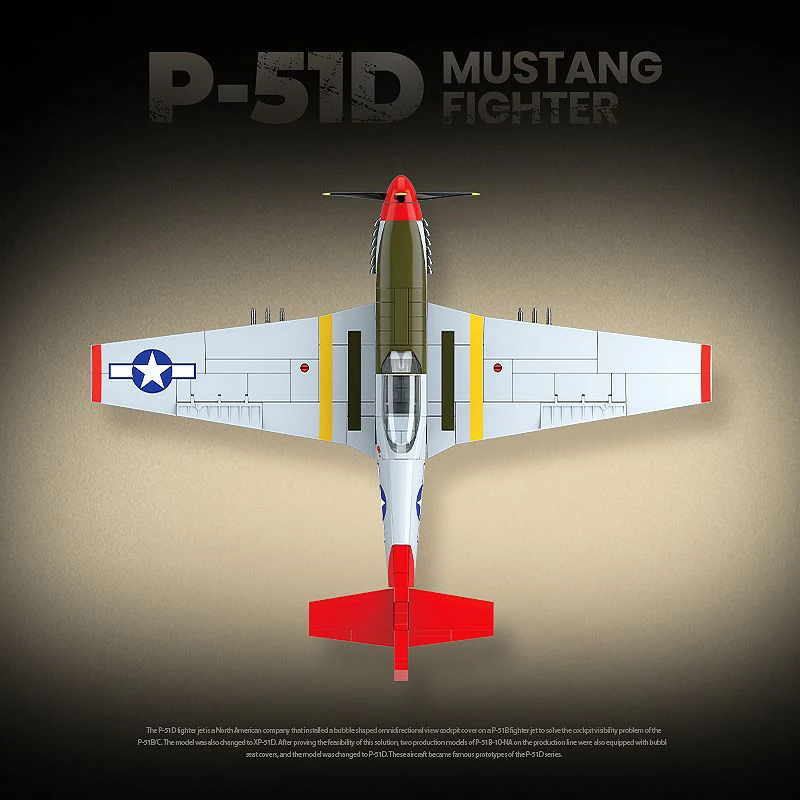 Moc 군사 P-51 머스탱 전투기, WW2 항공기 빌딩 블록, 2 차 세계 대전 비행기 육군 피규어 브릭 모델 키트, 어린이 장난감 선물