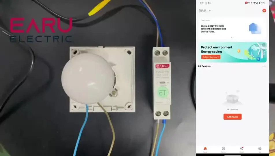 Умный автоматический выключатель Tuya WiFi Zigbee MCB 1P + N 63A мощность кВтч измеритель