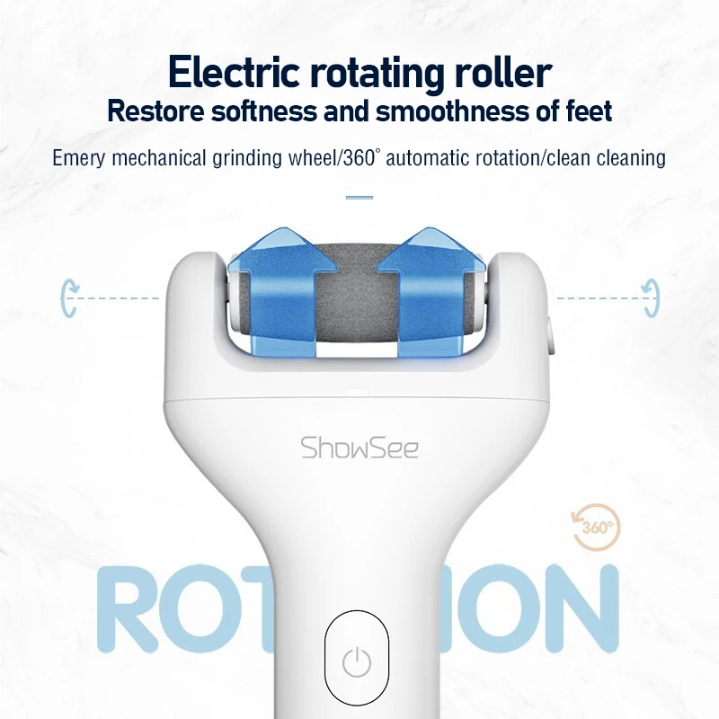 Showsee Electric Foot File Pedicure Dead Skin Remover B1-W Skin Care Callus Remover 600mAh Electric Feet File Grinder 2