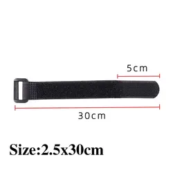 5 - Pack Reusable Nylon Cinch Straps with Buckles for Cord and Cable Organization (2.5x30cm Black)