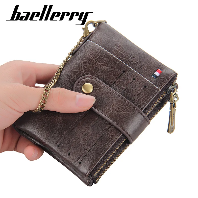 Classics Men RFID Leather Wallet Pocket Double Zipper Moneybag Multi-Function ID Bank Card Holder Coin Purse Male Business Gift