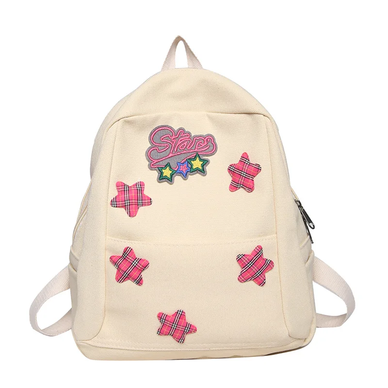 

Рюкзак для девочек старшей школы со звездами для студентов Y2k, Белая школьная сумка, модные милые детские сумки, корейские дорожные рюкзаки, новинка 2024