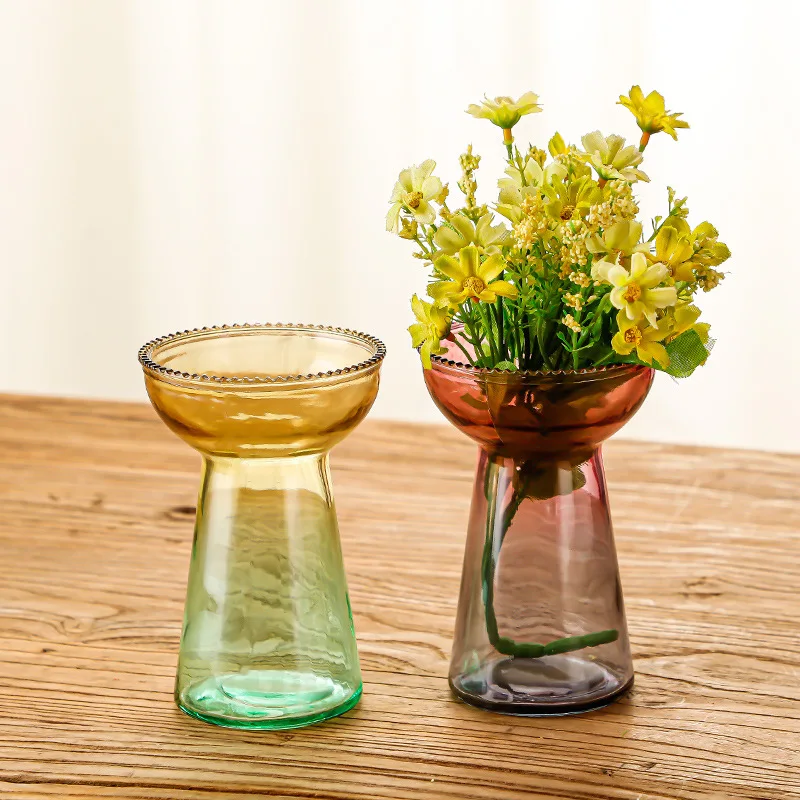 Modern simple creative Lotus Glass Vase Hydroponic vase Home decoration room decoration ins Nordic style retro 3