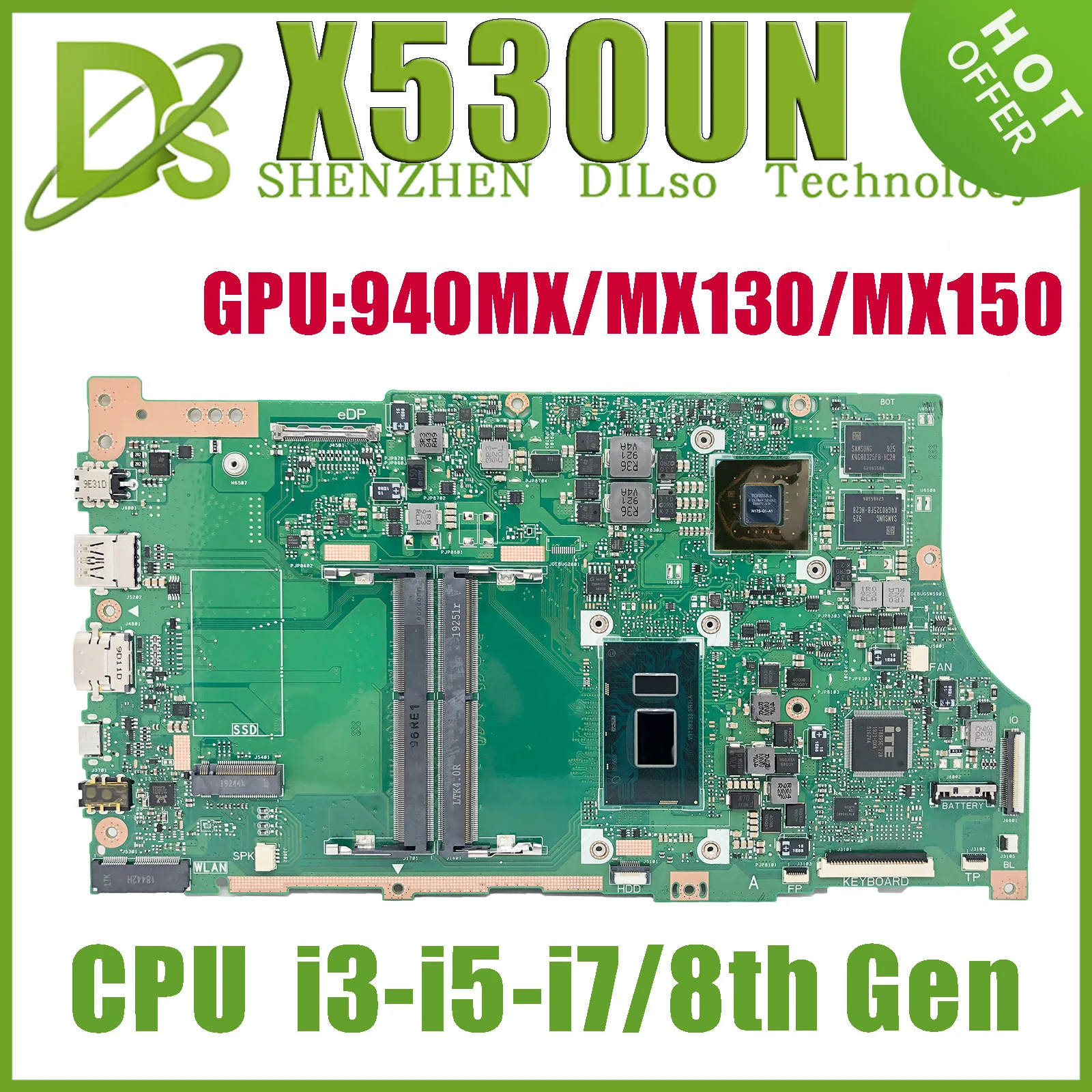 

KEFU X530UN Mainboard For ASUS Vivobook X530UA X530UF A530 F530U Laptop Motherboard With I3-8130U I5-8250U I7-8550U UMA/PM DDR4