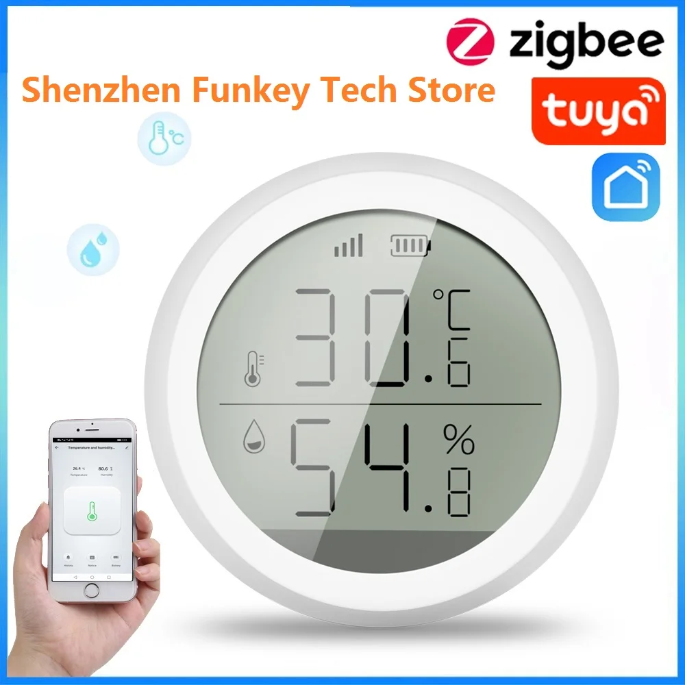 

Tuya ZigBee Smart Home Temperature And Humidity Sensor With LED Screen Works With Google Assistant and Tuya Zigbee Hub