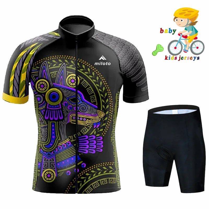 MILOTO Bike Kids Short Sleeve Cycling Jersey Set Children Breathable Bike Clothing Boy and girl Summer Quick Dry Bicycle Wear