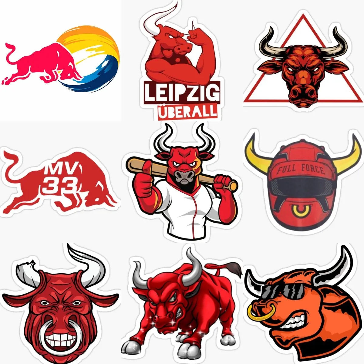 Adesivi Creativi Bull Red Rooms Truck Window Car Moto Wall Bicycle Van Glass Helmet Racing Decora Decalcomanie Personalizzabili