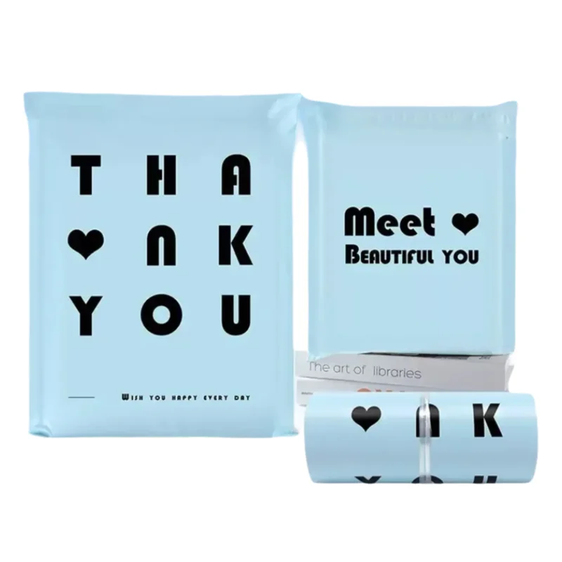 20Pcs 불투명 PE 플라스틱 익스프레스 봉투 보관 가방 블루 가방 블랙 로고 컬러 메일링 가방 자체 접착 씰 택배 가방