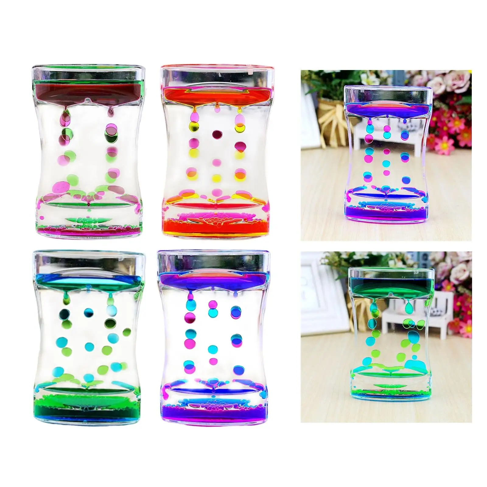 Liquid Hourglass Sensory Toy Party Props Timer for Special Needs Autism Kids