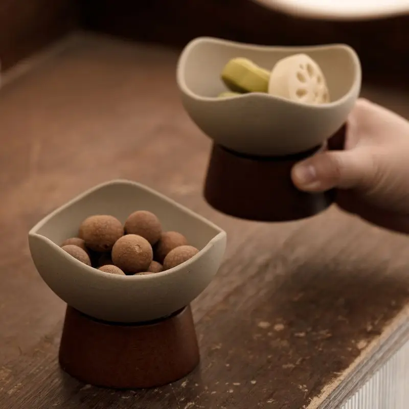 Japanese style ceramic ice cream cup, coarse ceramic dessert bowl, high-end ice cream cup, high footed snack bowl cup